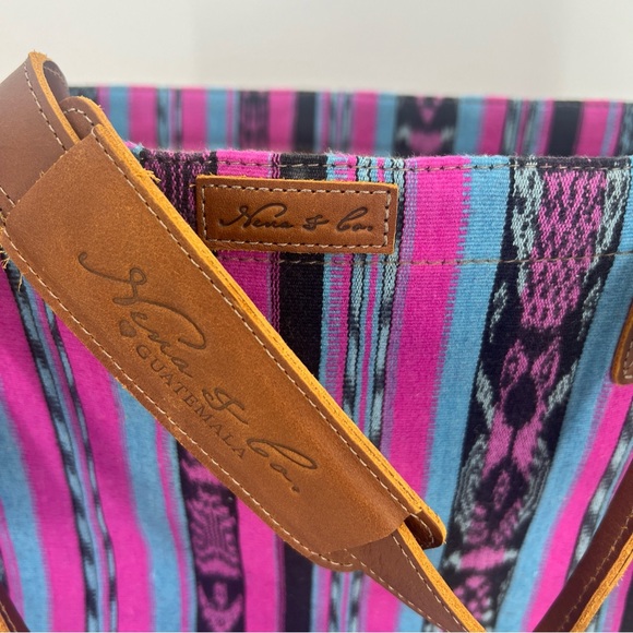 Nena & Co. 13in x 17in One Of A Kind Guatemala Travel Tote Bag Purple,blue,blk - Picture 8 of 12
